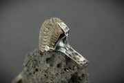 Trilobite Hammered Sterling Silver Adjustable Ring