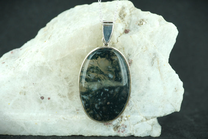 Scottish Moss Agate Sterling Silver Pendant