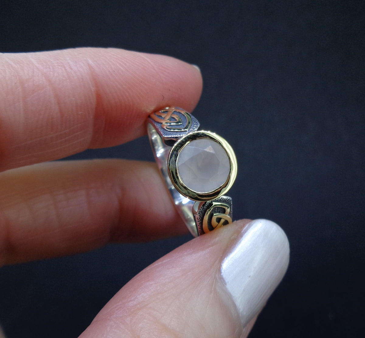 'Aingil' Scottish Chalcedony Scottish Gold & Sterling Silver Ring