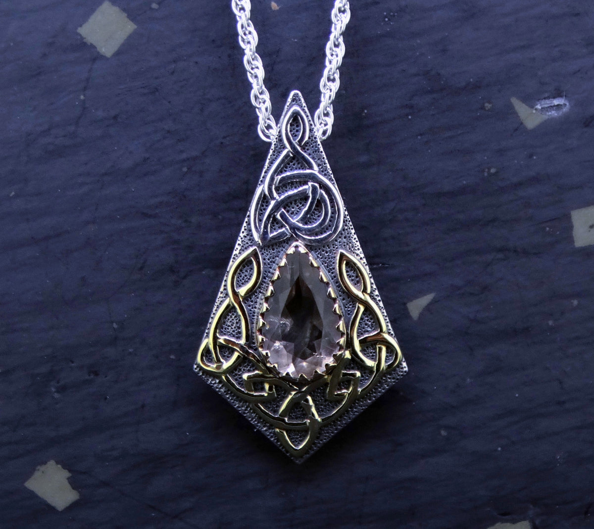 Perthshire Smoky Quartz in a Scottish Gold & Sterling Silver Pendant