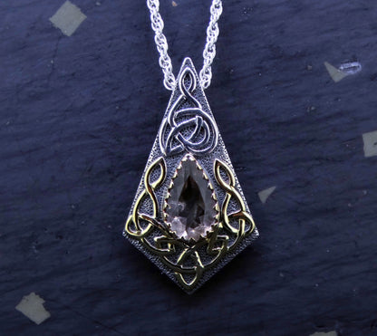 Perthshire Smoky Quartz in a Scottish Gold & Sterling Silver Pendant