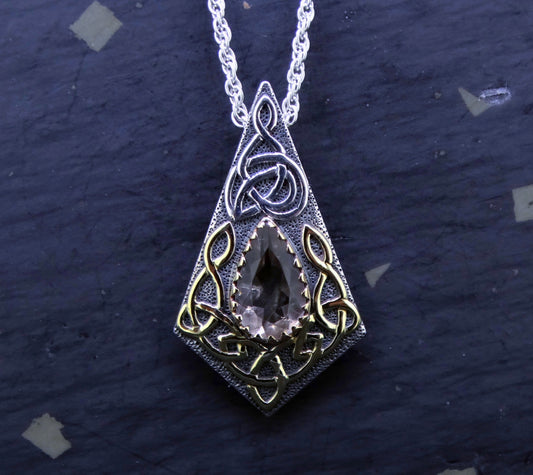 Perthshire Smoky Quartz in a Scottish Gold & Sterling Silver Pendant