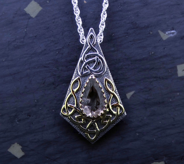 Perthshire Smoky Quartz in a Scottish Gold & Sterling Silver Pendant
