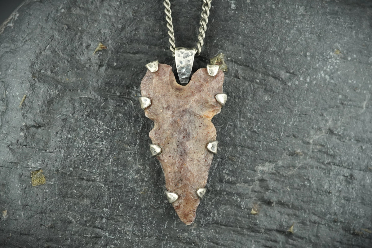 Neolithic Arrowhead Hammered Sterling Silver Pendant