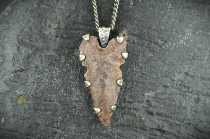 Neolithic Arrowhead Hammered Sterling Silver Pendant