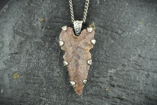 Neolithic Arrowhead Hammered Sterling Silver Pendant