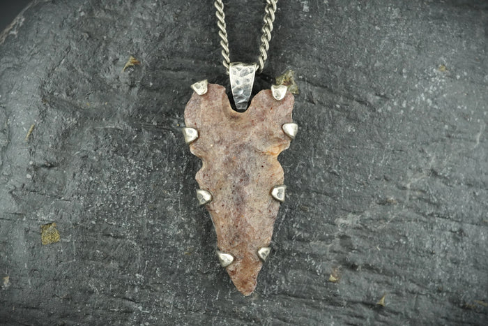 Neolithic Arrowhead Hammered Sterling Silver Pendant