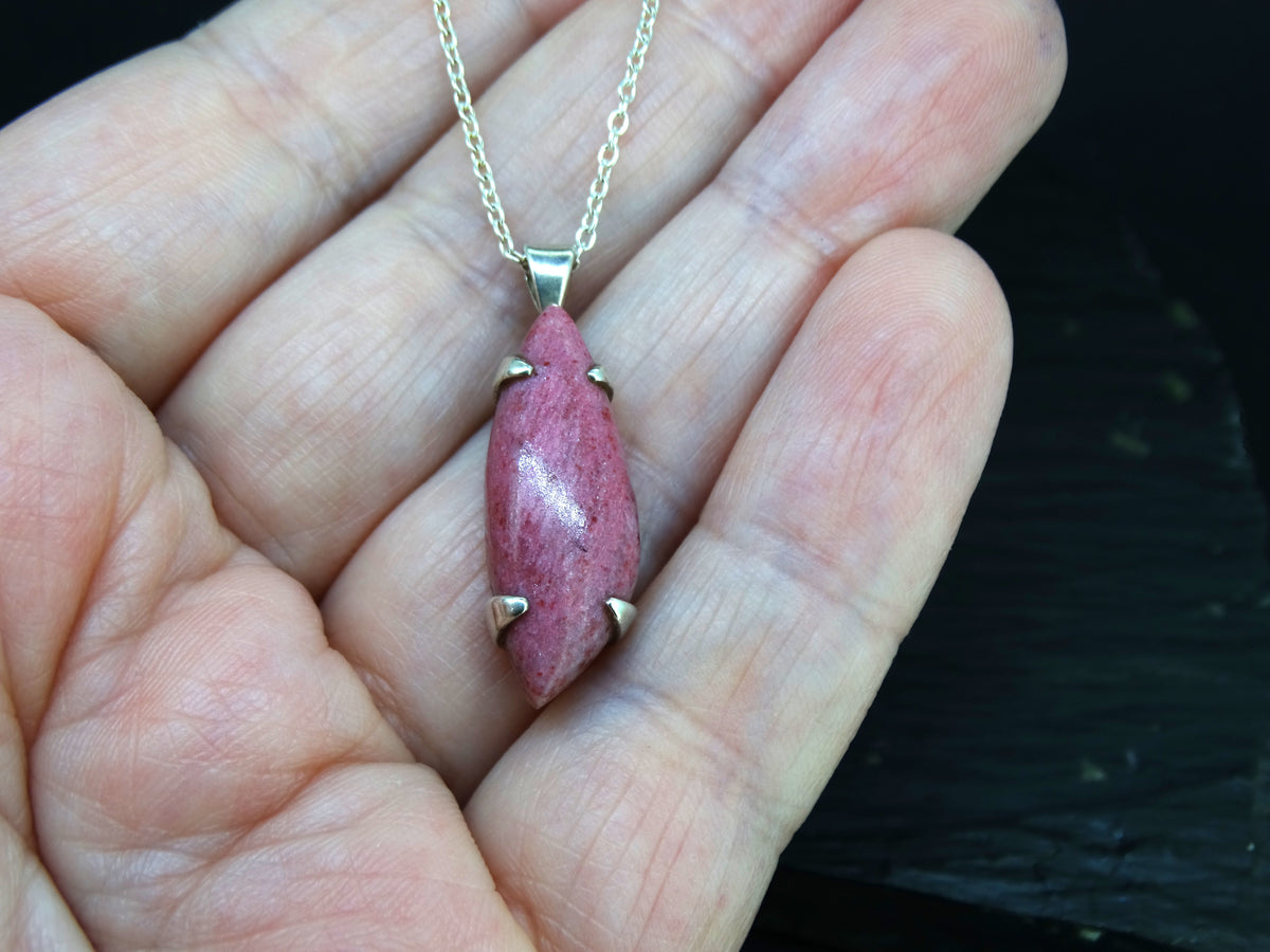 Pink Thulite Sterling Silver Claw Set Pendant