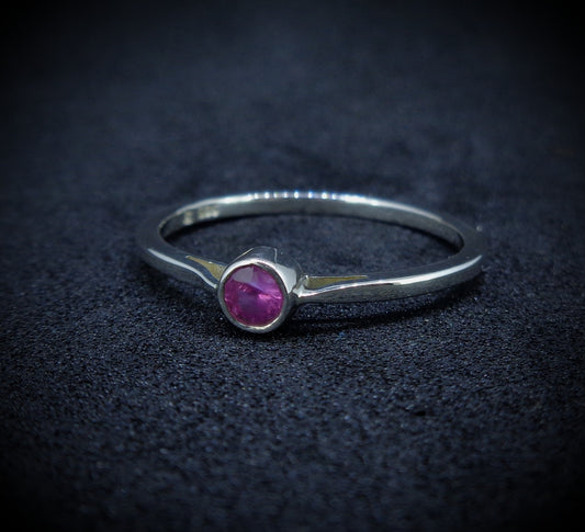 Pink Sapphire Sterling Silver Ring