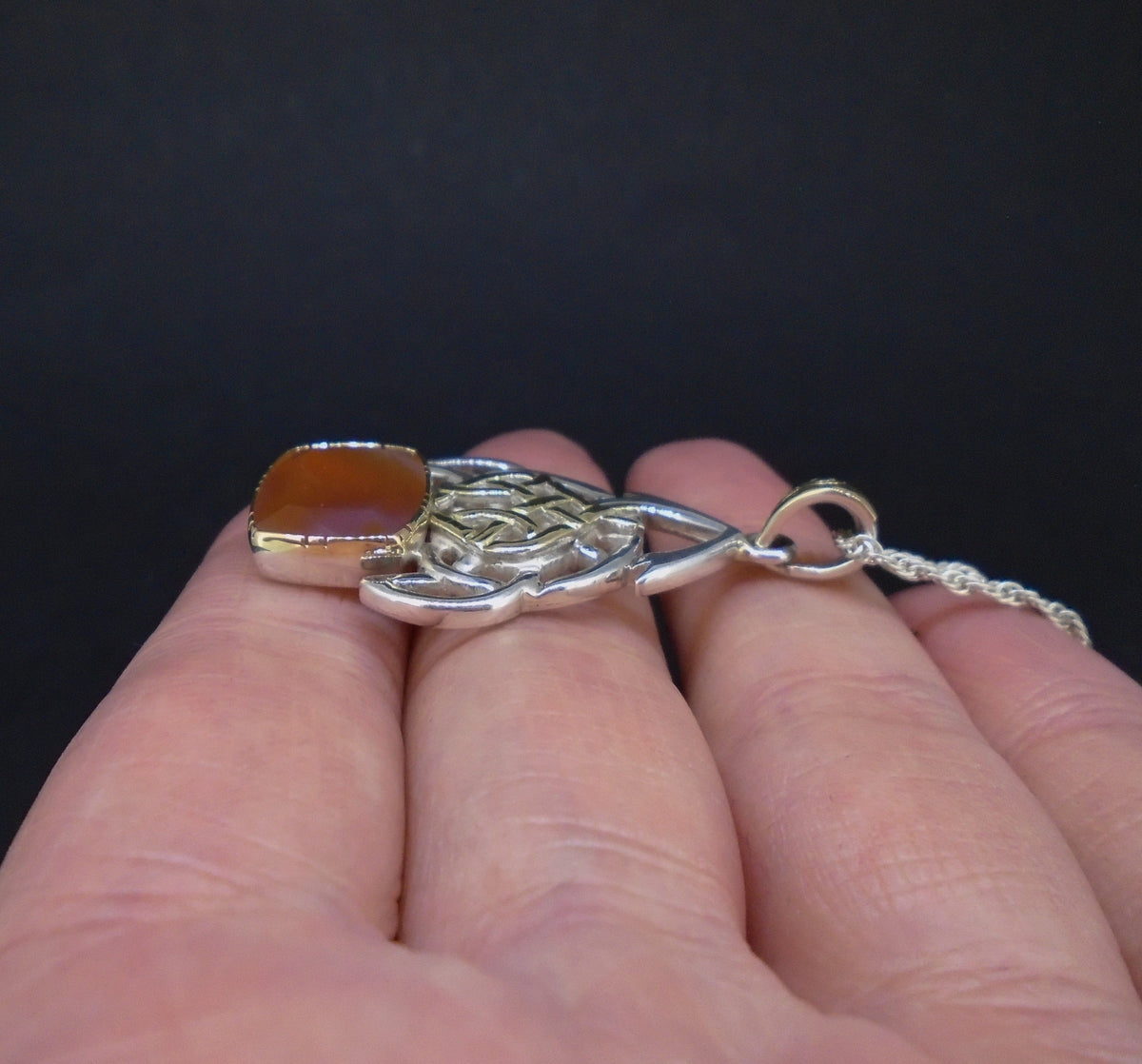 'Teine Ceilteach' Scottish Carnelian Scottish Gold & Silver Celtic Pendant
