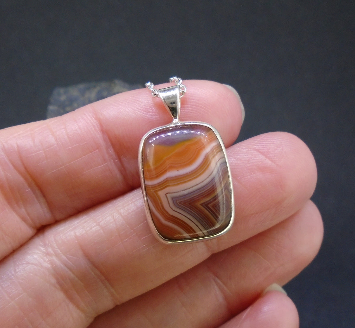 Botswana Agate Sterling Silver Pendant