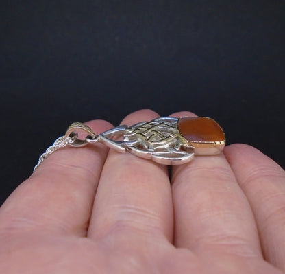 'Teine Ceilteach' Scottish Carnelian Scottish Gold & Silver Celtic Pendant