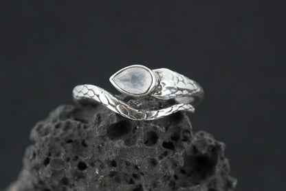 Moonstone Sterling Silver Serpent Ring