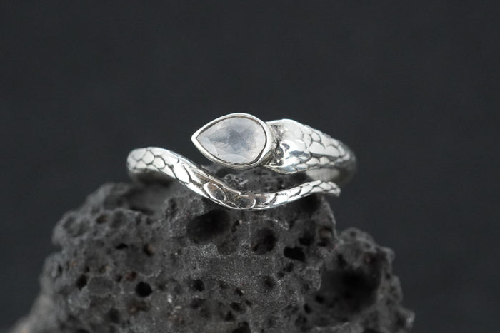 Moonstone Sterling Silver Serpent Ring