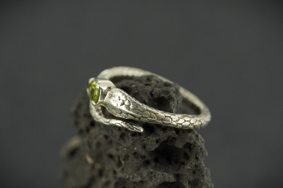 Peridot Sterling Silver Serpent Ring