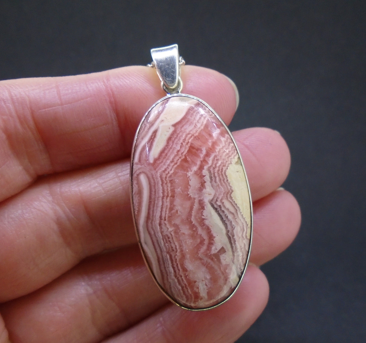 Rhodochrosite Sterling Silver Pendant