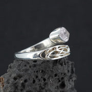 Rose Quartz Sterling Silver Celtic Wrap Ring