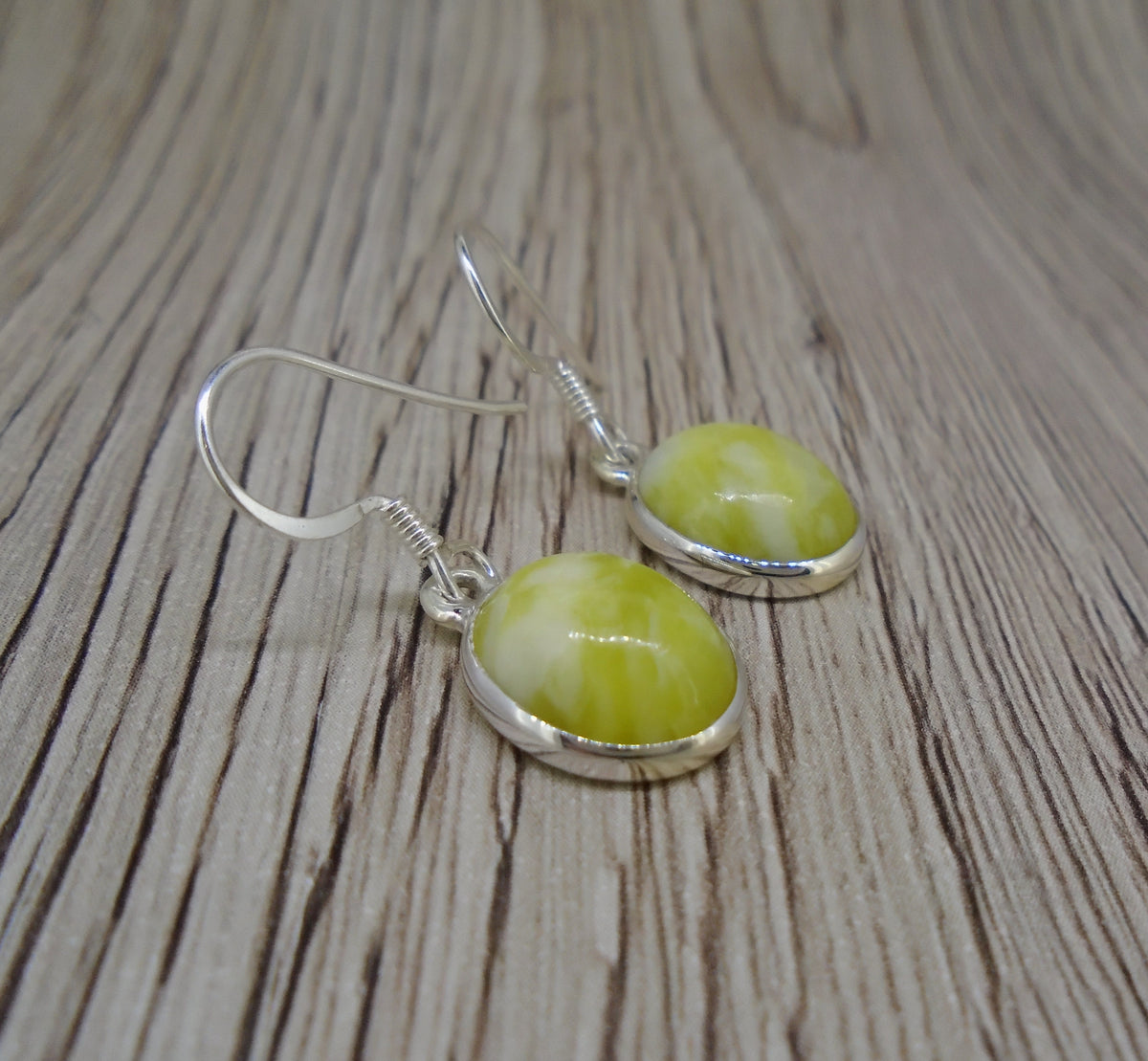 Highland Marble Oval Drop Sterling Silver Earrings