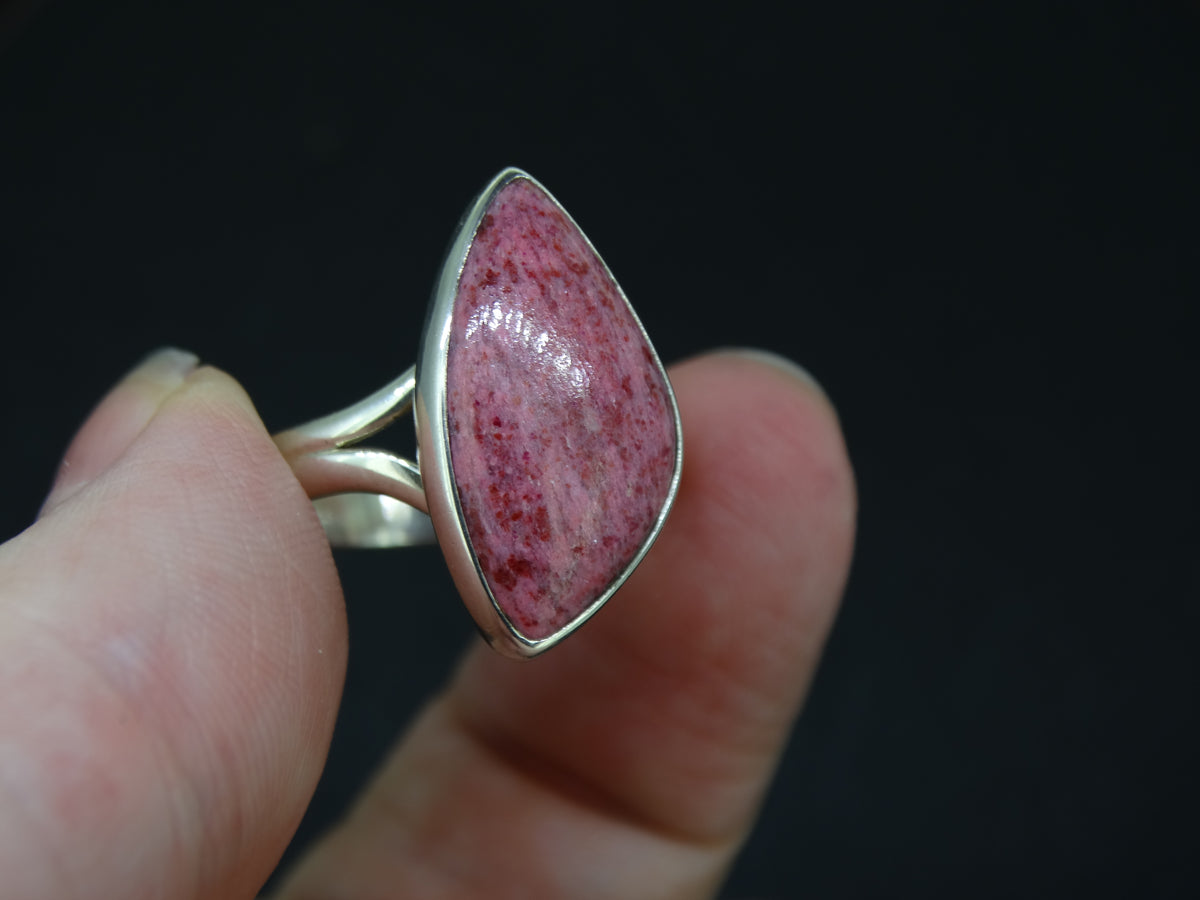 Pink Thulite Sterling Silver Adjustable Ring
