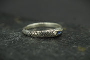 Scottish Sapphire & Scottish Gold Hand Carved Celtic Ring