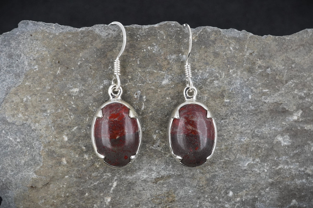Arthur's Seat Jasper Sterling Silver Oval Drop Earrings
