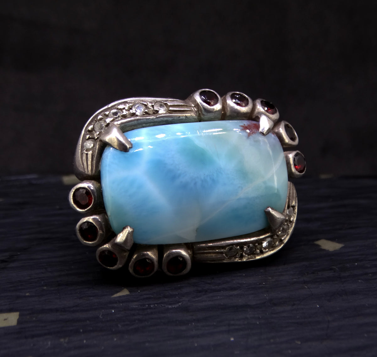 'Siren Song' Larimar Sterling Silver Statement Ring