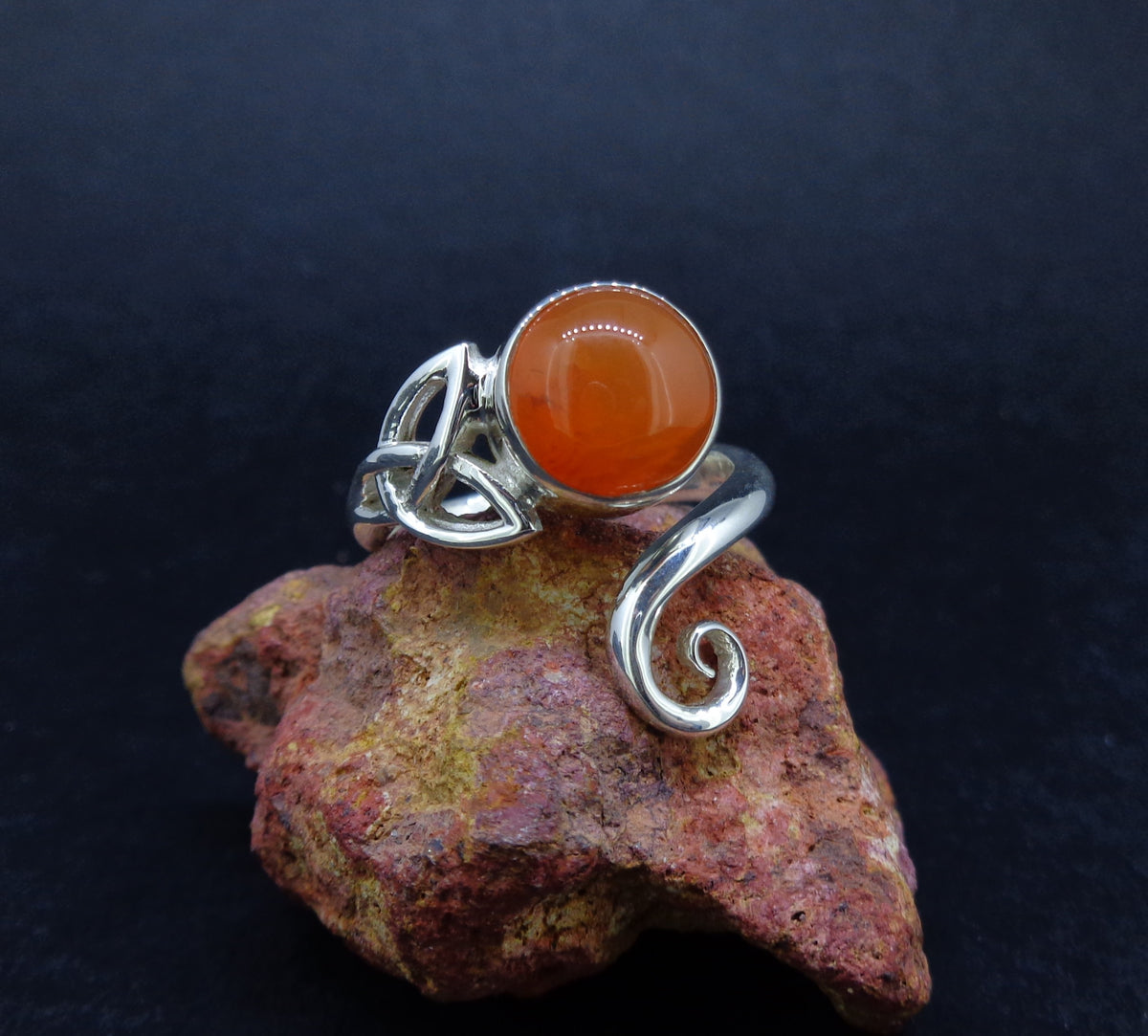 Carnelian Sterling Silver Celtic Ring