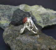 Lewisian & Garnet Celtic Twist Sterling Silver Ring
