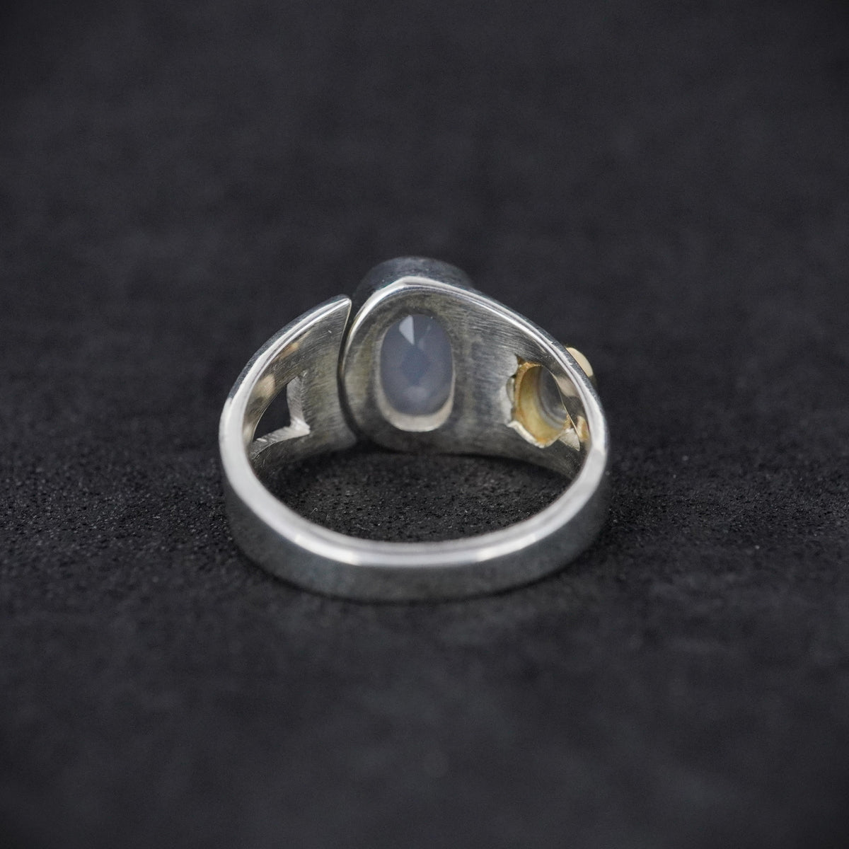 Scottish Chalcedony & Sapphire Sterling Silver Ring image 4