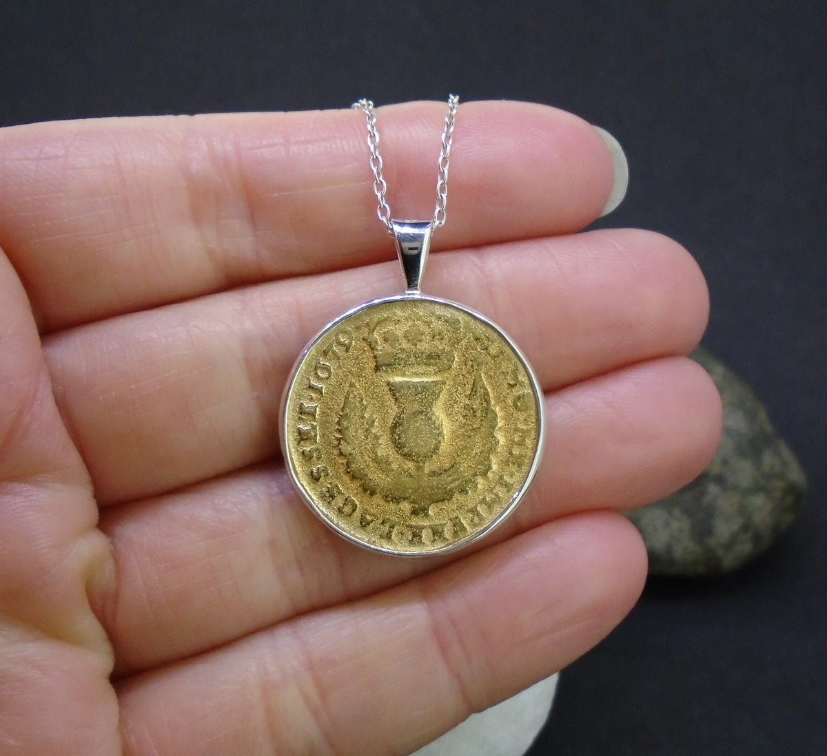 Bawbee Coin 24ct Gold Plated Sterling Silver Pendant image 1