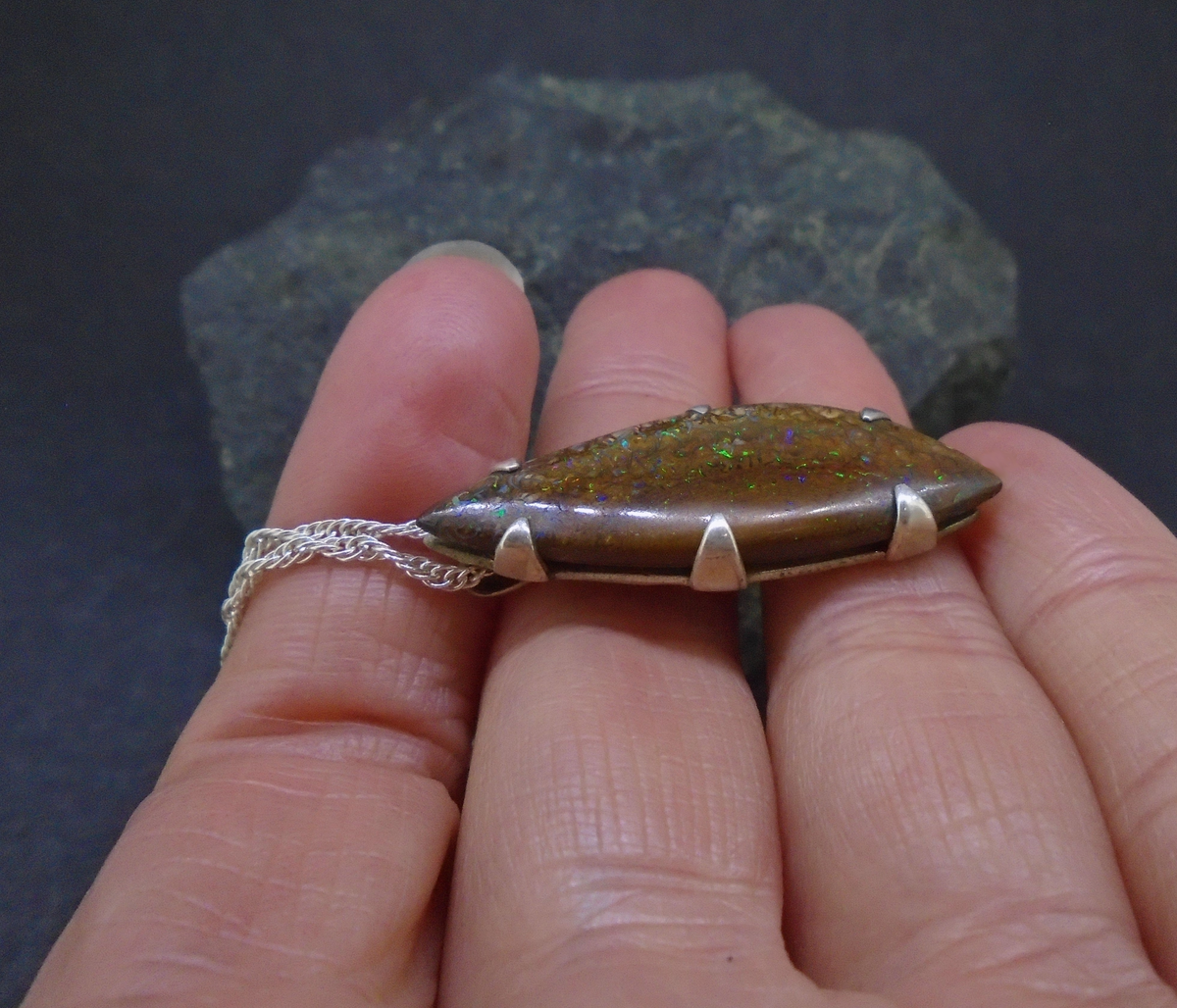 Yowah Natural Opal Sterling Silver Pendant image 5