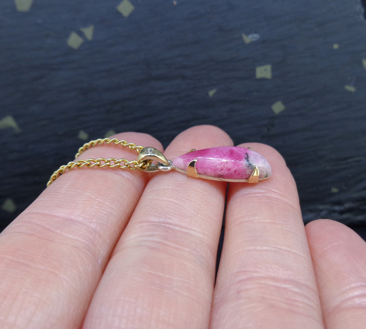 Rare Tugtupite Gemstone 18ct Gold & Sterling Silver Pendant image 2
