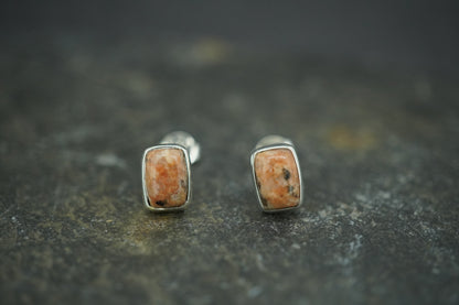 Pink Edinburgh Cobblestone Sterling Silver Stud Earrings