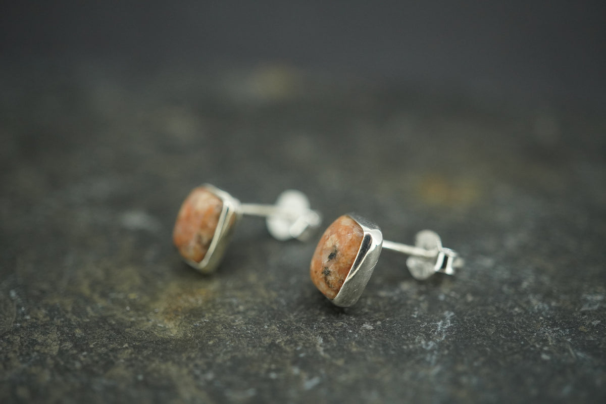 Pink Edinburgh Cobblestone Sterling Silver Stud Earrings