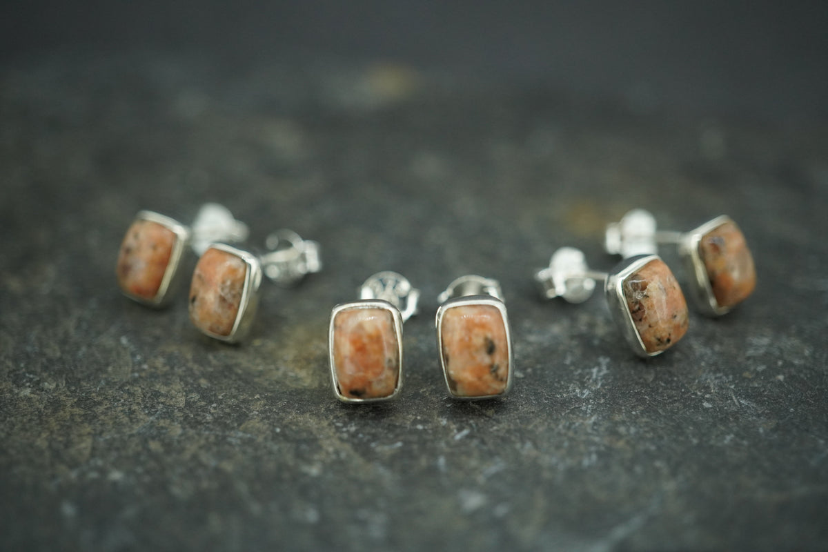 Pink Edinburgh Cobblestone Sterling Silver Stud Earrings