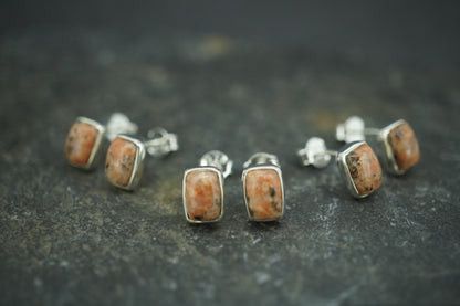 Pink Edinburgh Cobblestone Sterling Silver Stud Earrings