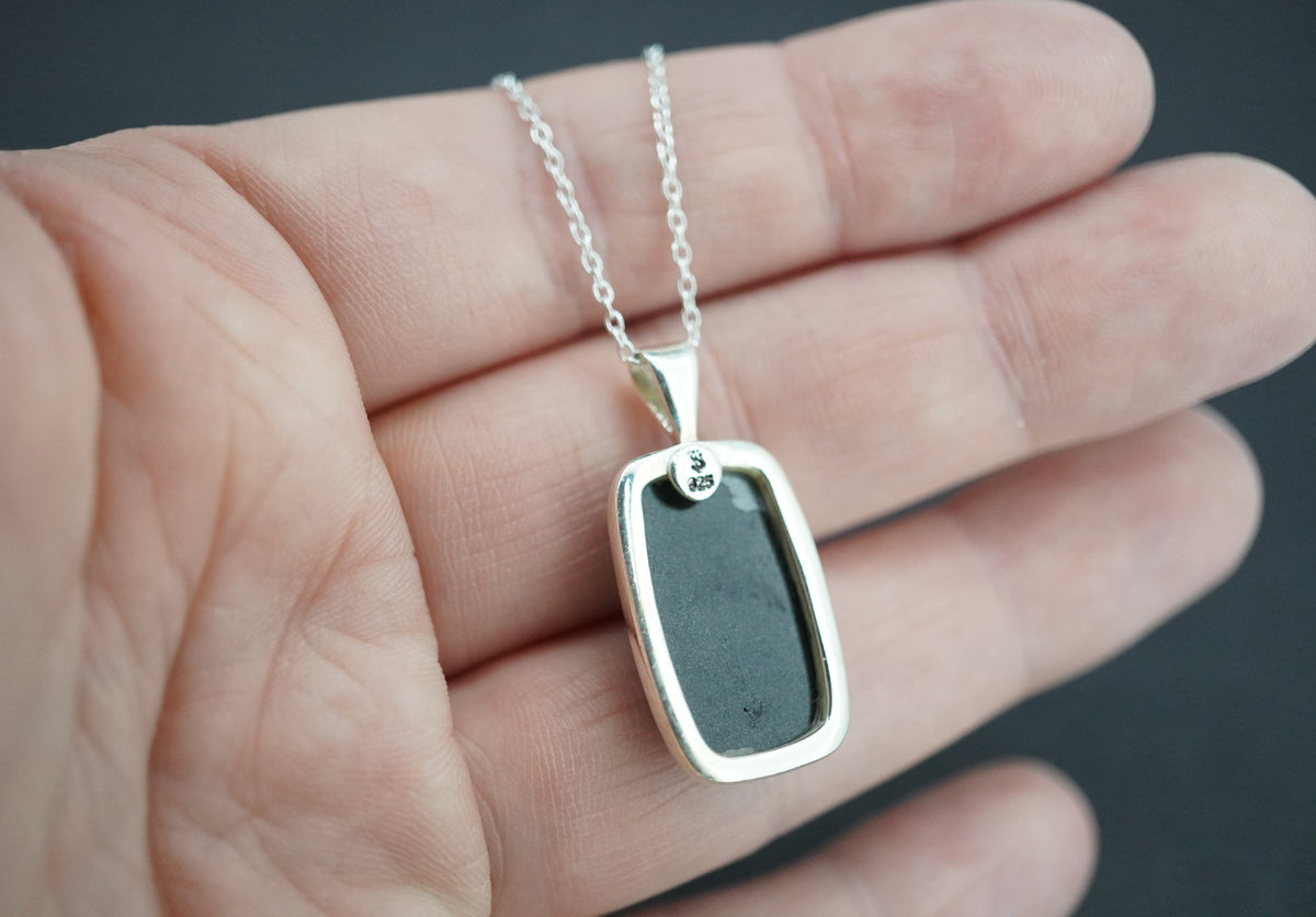 Edinburgh Castle Rock Sterling Silver Oblong Pendant