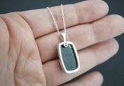 Edinburgh Castle Rock Sterling Silver Oblong Pendant