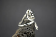 Edinburgh Castle Rock and Amethyst Sterling Silver Swirl Ring