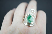 Emerald Sterling Silver Swirl Ring