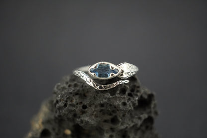 Aquamarine Sterling Silver Serpent Ring