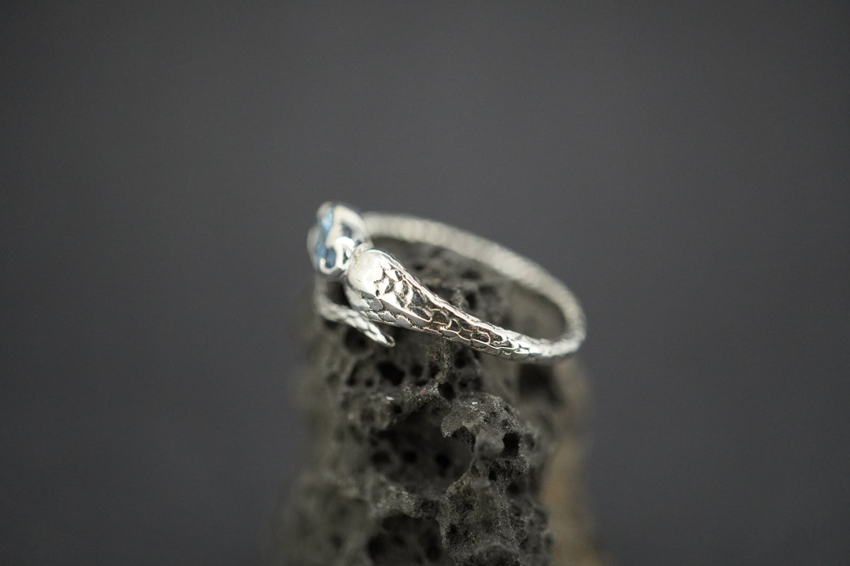 Aquamarine Sterling Silver Serpent Ring