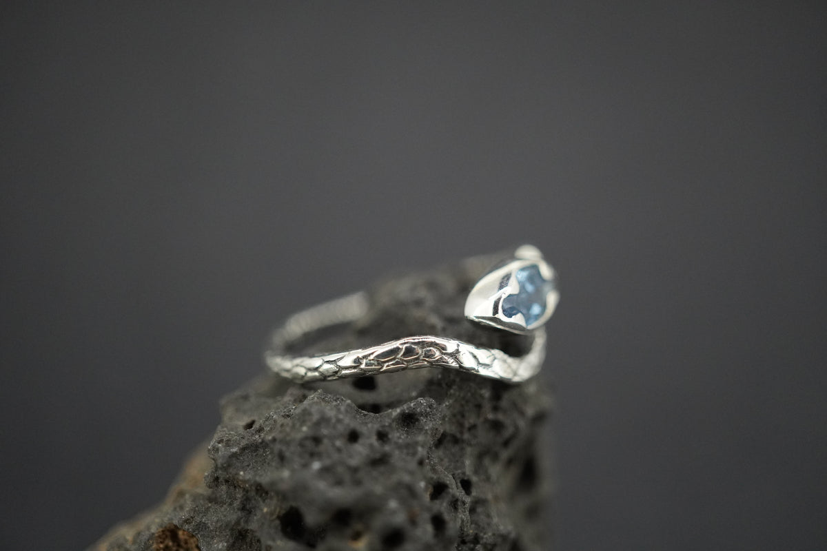 Aquamarine Sterling Silver Serpent Ring