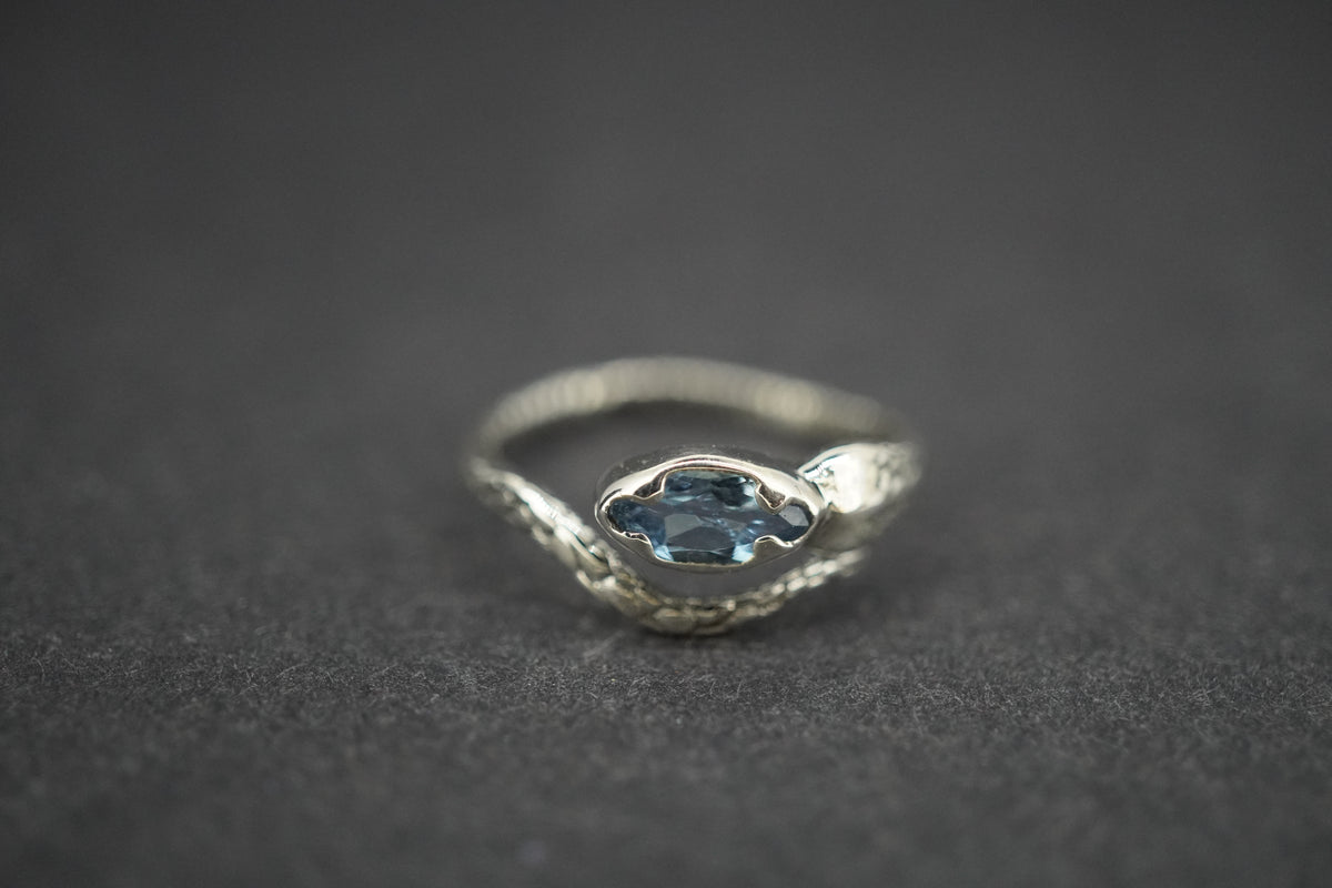 Aquamarine Sterling Silver Serpent Ring