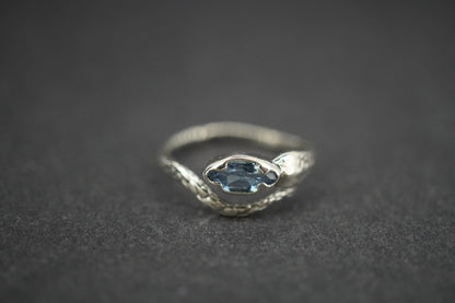 Aquamarine Sterling Silver Serpent Ring
