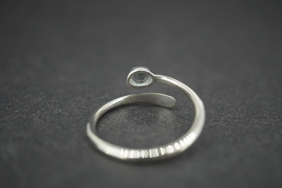 Aquamarine Sterling Silver Wire Ring
