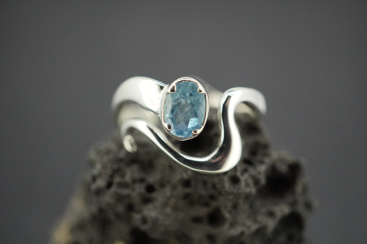 Aquamarine Sterling Silver Wave Ring