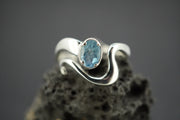 Aquamarine Sterling Silver Wave Ring
