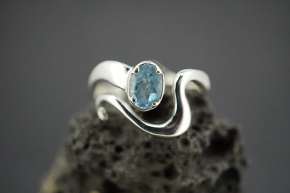 Aquamarine Sterling Silver Wave Ring
