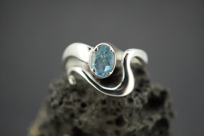 Aquamarine Sterling Silver Wave Ring